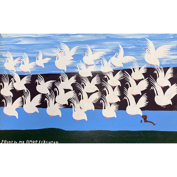 Birds in Flight with Dog - SOLD