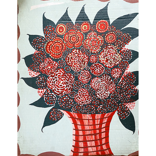 Flowers in Red Vase - SOLD