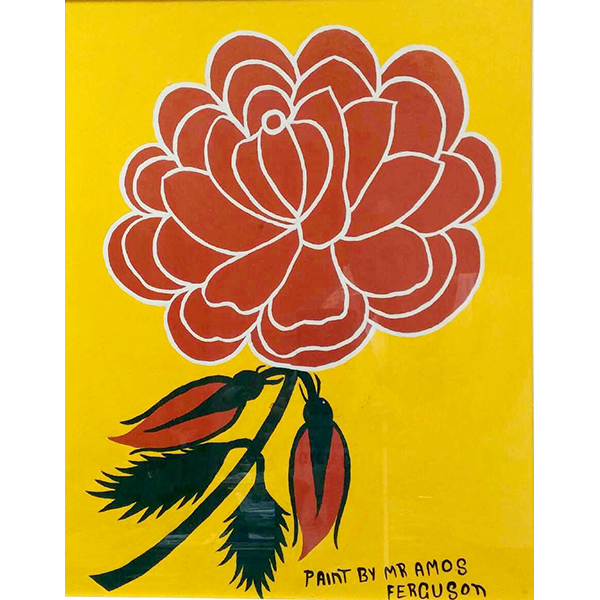 Red Flower on Yellow - SOLD