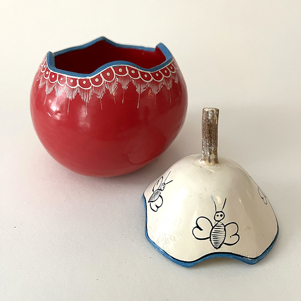 Gourd Box in Red and Cream
