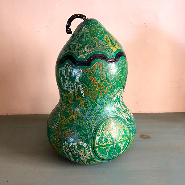 Carved Gourd in Green by Anonymous Artist