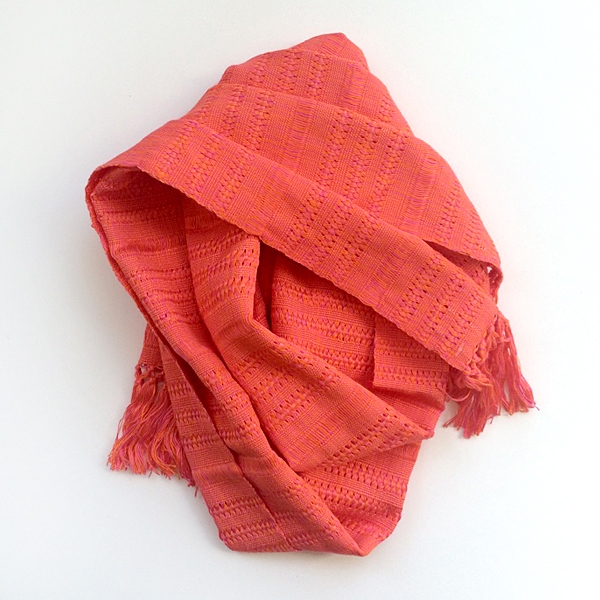 Lightweight Scarf in Coral from Guatemala - Alternative View