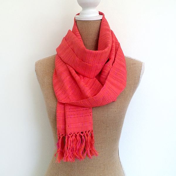 Lightweight Scarf in Coral from Guatemala