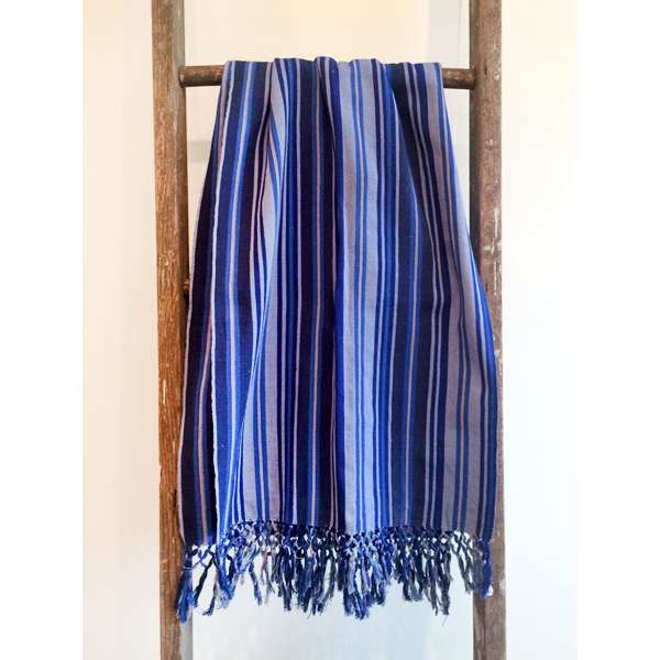 Guatemalan Textile in Blue Stripes - Alternative View