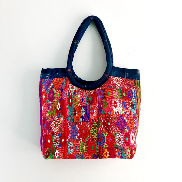 Red and Orange Embroidered Tote Bag from Guatemala