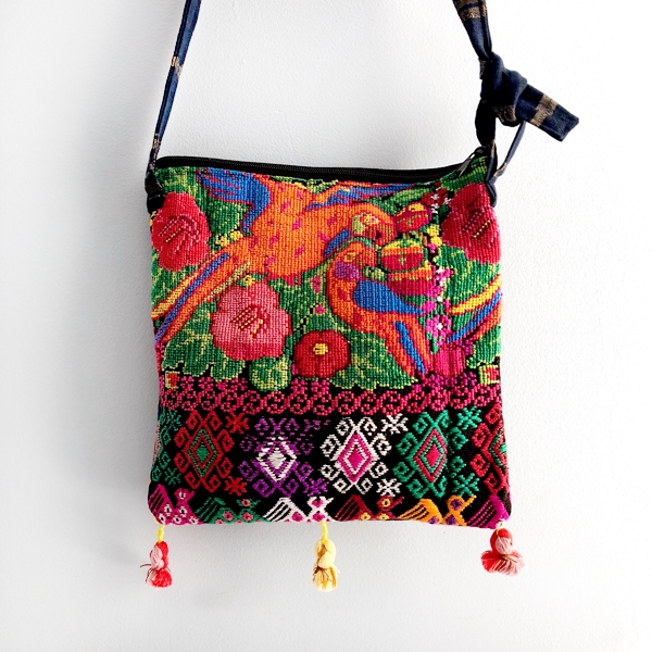 Birds and Flowers Embroidered Crossbody Bag from Peru and Guatemala