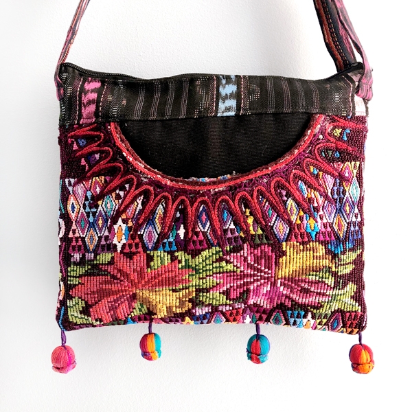 Flower Motif Embroidered Crossbody Bag from Peru and Guatemala