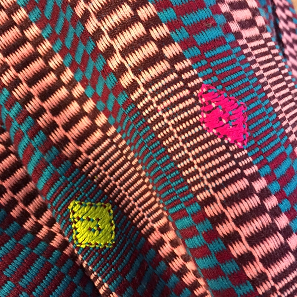 Blue & Pink Silk Scarf - Detail