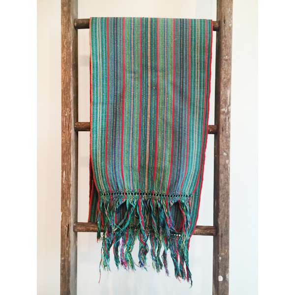 Guatemalan Textile in Green Stripes