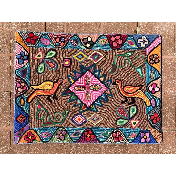Handwoven Rug with Birds from Guatemala